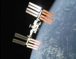 Jordudsigt. Billede fra NASA af den internationale rumstation set fra rumskibet Atlantis. 