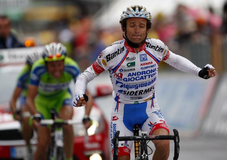 Vinder. Den 30-årige italiener Michele Scarponi (Androni Giocattoli) kunne efter de 195 km med fire krævende stigninger undervejs fra Brescia til Aprica hyldes som vinder. 