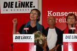 Øjenvidner. Annette Groth, Norman Paech og Inge Hoerger, alle medlemmer af det tyske parti Die Linke, ved et pressemøde i dag i Berlin hvor de berettede om angrebet på nødhjælpskonvojen. 