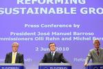 Regulering. Tre af EU's mest magtfulde kommissærer Olli Rehn, Jose Manuel Barroso og Michel Barnier præsenterede i dag endnu et skridt imod styrket EU-regulering med den finansielle verden. 