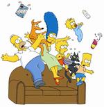 The Simpsons i sofaen. 