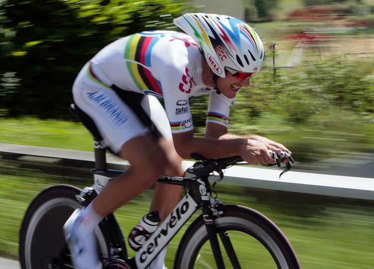 ANKLAGET. Team Saxo Banks Fabian Cancellara bliver beskyldt for at have en skjult mottor i sin cykel. 