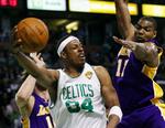 finaleføring. Paul Pierce (34) var en af Boston Celtics' store profiler i sejren over LA Lakers. 