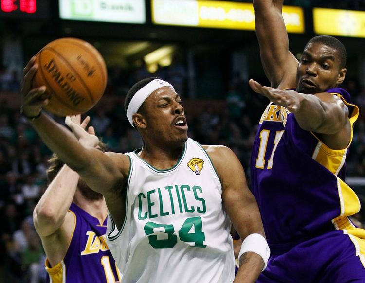 finaleføring. Paul Pierce (34) var en af Boston Celtics' store profiler i sejren over LA Lakers. 