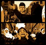 TEGNESERIEKRIG. 'Waltz With Bashir' vakte stor opsigt i Cannes 2008. Både på grund af dens indhold og form. Illustration fra bogen. 