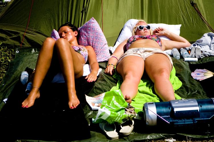 Solen skinnede stort set uafbrudt på Roskilde Festival 2009. 