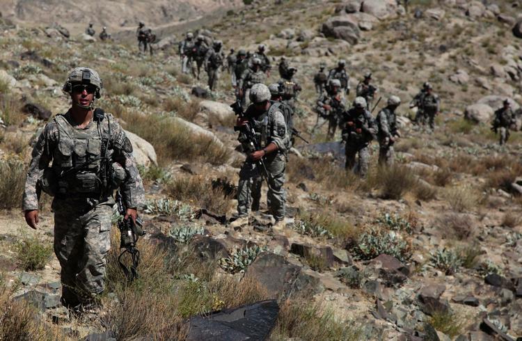 Patrulje. Amerikanske soldater på patrulje i Kandahar-provinsen i Afghanistan,. hvor de fem drab på civile afghanere fandt sted. 