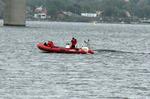 Strandet. Finhvalen slap først på aftenen fri og har haft nogle timers frihed, men er nu igen gået på grund i Vejle Fjord. 