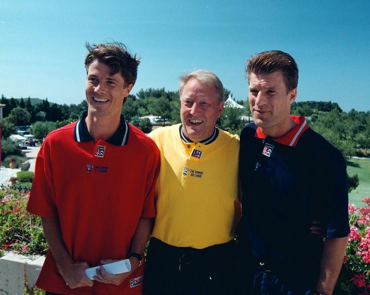 VM-brødre. Svenskeren Bo Johansson var landstræner, da Brian og Michael Laudrup spillede på det danske VM-hold ved slutrunden i 1998. Arkivfoto. 