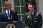 PRESSEMØDE. BArack Obama har præsenteret afløseren for McChrystal, general Petraeus. 