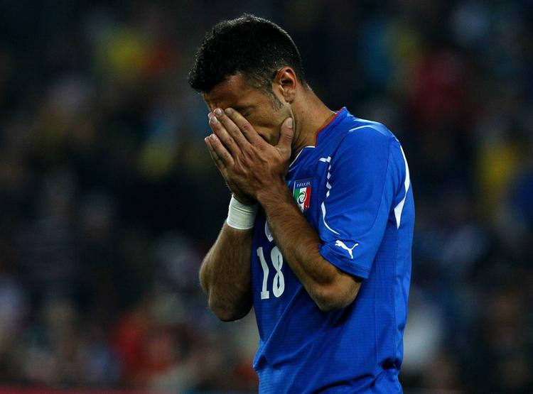 Ude. Italiens Fabio Quagliarella scorede mod Slovakiet, men verdensmestrene røg alligevel ud af VM. 