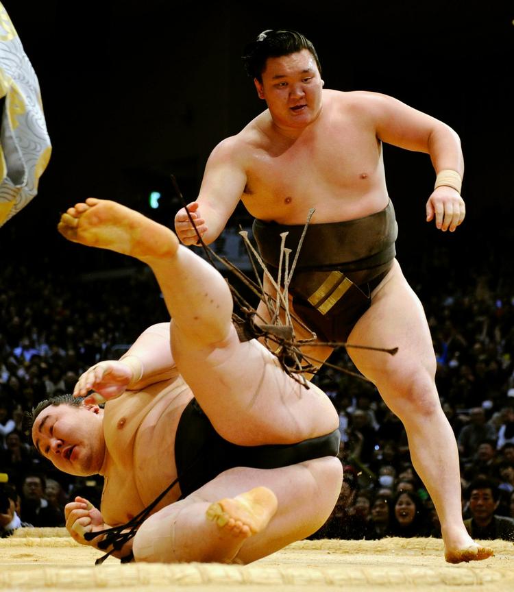 Skandale. Mindst 65 japanske sumobrydere har været involveret i en omfattende sag om ulovligt spil. Foto: AP. 