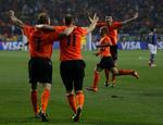 Orange jubel efter Wesley Sneijder scoring. 