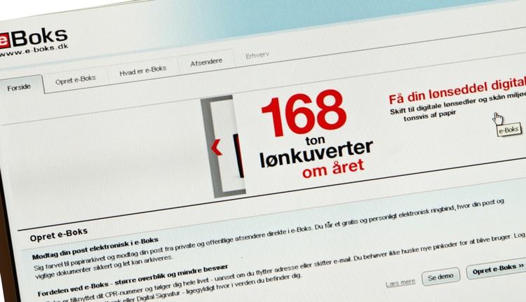 E-Boks er en service på internettet, hvor man bl.a. kan få tilsendt og opbevare sine regninger, opgørelser og lønsedler. Ifølge E-Boks" hjemmeside kan de digitale lønsedler spare miljøet for 168 ton rudekuverter om året. - Foto: JENS DRESLING 