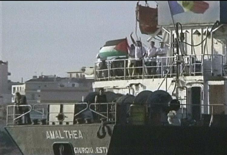 GADDAFI-SKIB. 'Amalthea' under afsejlingen mod Gaza. 