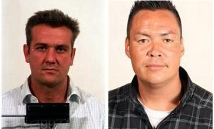 EFTERLYSTE. Politiet vil gerne finde frem til Keven Pelle Sylvester Andersen (tv) og Lucas Brian Jensen. De mistænkes for dødsvold. 