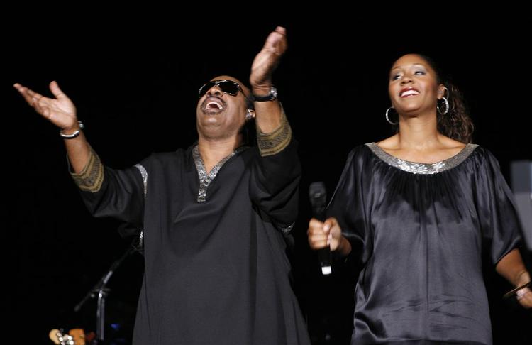 Stevie Wonder og datteren Aisha Morris i Aalborg. 