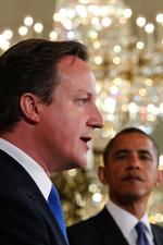 hmmm. Præsident Barack Obama og premierminister David Cameron holdt fælles pressemøde, hvor de anslog den lette tone trods den amerikanske kritik af BP. 