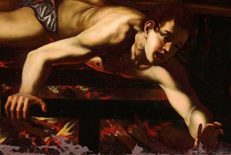 caravaffornoget? Den hellige Lorenzo (Laurentius) døde martyrdøden over flammeild i 258, og det menes at være ham, man ser på dette maleri, som ifølge Vatikanet meget vel kan være en original Caravaggio. Nu skal maleriet gennemgå en nærmere undersøgelse, så dets oprindelse kan fastslås. Foto: Zelo Colantoni, L'Osservatore Romano/AP 