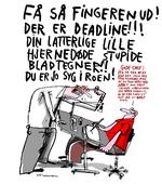 Det er dårlig stil, at lade galden flyde ud over medarbejderne. Tegning: Jørn Villumsen 