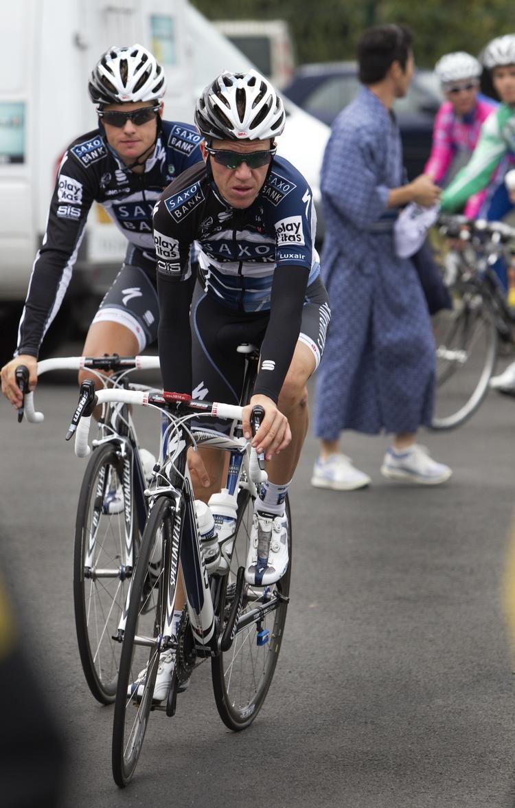 Rollefordeling. Jakob Fuglsang (bagerst) bliver kaptajn for Chris Anker Sørensen i Danmark Rundt. 