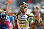 Triumf. I pointkonkurrencen har Mark Cavendish på tredjepladsen nu 197 point. 