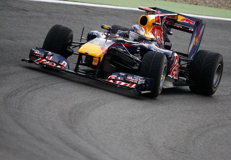 1. Sebastian Vettel starter forrest på Hockenheim Ring. 
