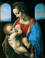 Låneobjekt. Da Vincis 'Madonna Litta' er fra cirka 1490. Maleriet hænger på Eremitagemuseet i Sankt Petersborg, men udlånes næste år til The National Gallery i London. Se billedet i større udgave nederst. 