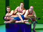 Mandrillerne. Komikerne Frank Hvam, Casper Christensen, Lasse Rimmer og Lars Hjortshøj stod bag satireprogrammet 'Casper &amp; Mandrilaftalen' fra 1999. Arkivfoto. 