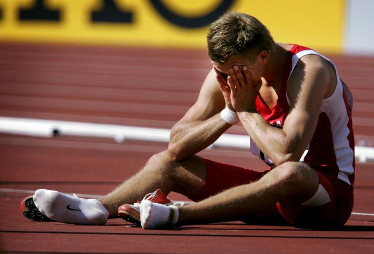 Græmmelse. VM i Helsinki tilbage i 2005 - hvorfra dette billede stammer - blev en skuffelse for Morten Jensen, og i dag gik det galt igen. 