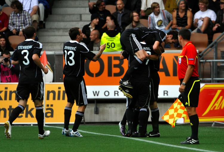 VIDERE. Spillerne fra Partizan Beograd slog de finske mestre fra HJK Helsinki og er et af fem hold FCK kan møde i næste runde. 