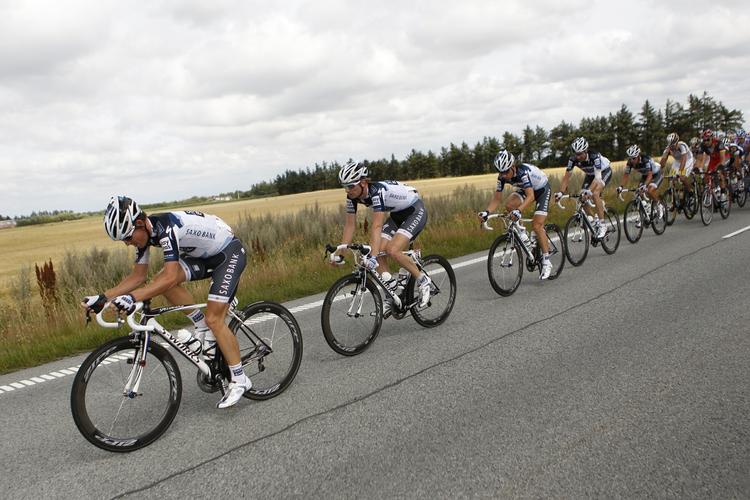 slid. Team Saxo Banks ryttere kom til at arbejde hårdt på første etape af Post Danmark Rundt. 