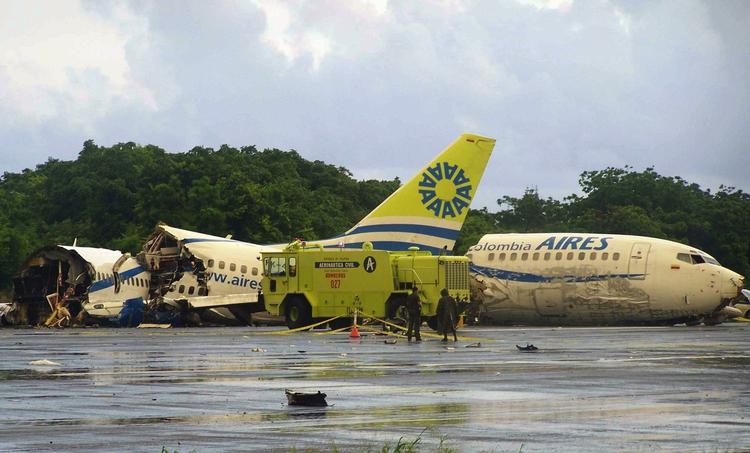 HAVARI. Aires 8250 efter styrtet i San Andres' lufthavn. 
