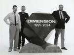 dimension. Lars von Trier, Niels Vørsel og Peter Aalbæk Jensen ved præsentationen af filmprojektet 'Dimension' i 1991. 