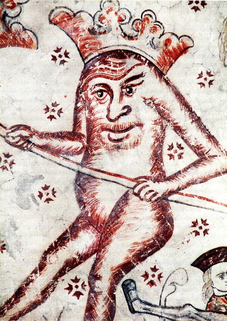 Filur. Denne fabelmand er fra Voldby Kirke, Århus Stift, 1475-1525. Ifølge datidens oplysningsbog, 'Lucidarius', opstod deformiteter, fordi Adams døtre trods faderens forbud spiste farlige urter, fortæller Pil Dahlerup. 