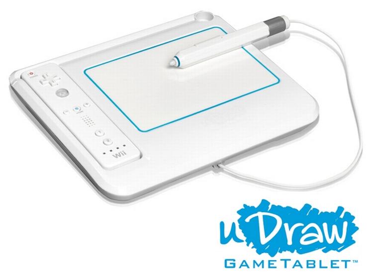 Tegn og spil - THQ udgiver til jul en tegneplade til Wii, som man både kan tegne og spille på. uDraw tegnepladen til Wii måler godt 23x18 cm, og er dermed på størrelse med en tablet-pc. Pennen har to knapper og er trykfølsom, så tegneprogrammet reagerer på, hvornår man tegner.  