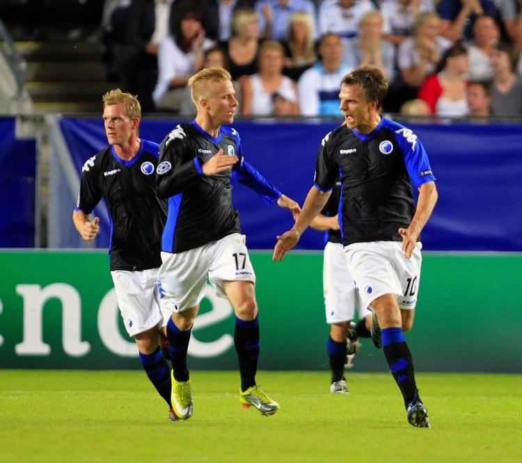 Livsline. Jesper Grønkjær (th.) tændte håbet for FC København, da han reducerede til 2-1 i den første kamp mod Rosenborg. Arkivfoto. 