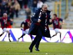 fyret. En scoring sidste sæson mod Juventus bliver fejret af Franco Colomba, der nu ikke har mere at juble over i Bologna. Arkivfoto. 