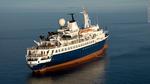 The Clipper Adventurer aground on an uncharted rock. According to the Canadian Coastguard it is stable but listing. 