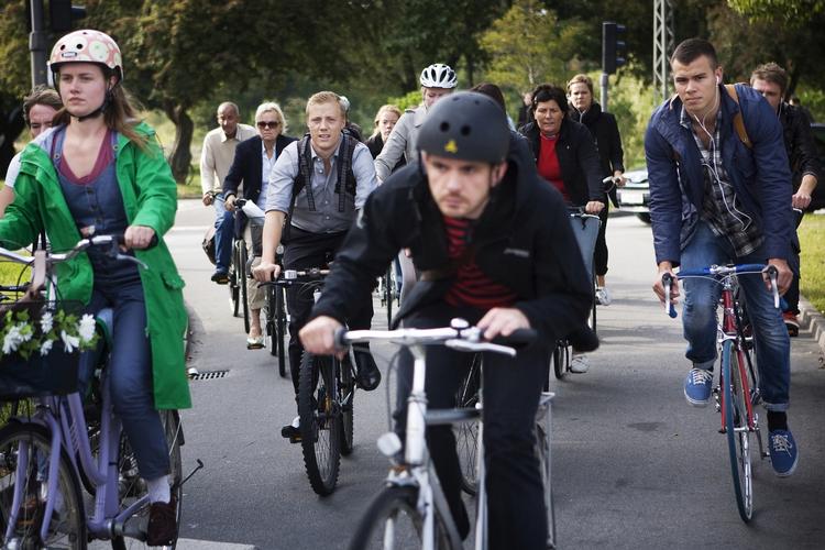 TRÆNGSEL. Københavnske cyklister kører tæt i byens trafik. Arkivfoto. 