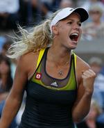kvartfinalist. Sejren over Maria Sjarapova er en af de mere meriterende for Caroline Wozniacki. 