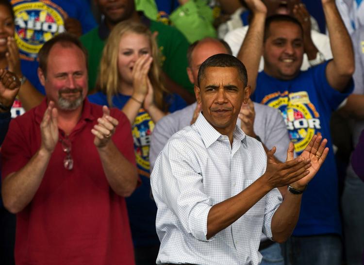 Kampgejst. Vær tålmodig, lød Barack Obamas opfordring til vælgerne i Wisconsin. 