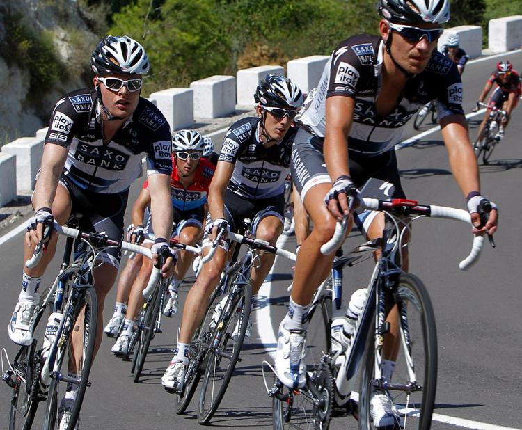 alene. Fränk Schleck - her i den luxembourgiske mestertrøje under Vuelta a Espana før lillebror Andy blev smidt ud - klarede sig fint i tirsdagens etape. 