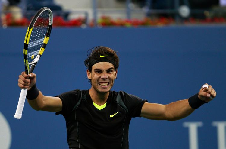 finalekurs. Rafael Nadal lever op til sin topplacering på verdensranglisten. Her jubler spanieren efter sejren i kvartfinalen ved US Open mod landsmanden Fernando Verdasco. 