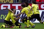 Jubel. Der var gul glæde for alle pengene i Dortmund i dag. 