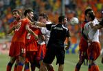 selvtillid. Getafe-spillere jubler over den samlede sejr mod APOEL Nicosia, som i sidste sæson sendte FCK ud af Champions League. Arkivfoto. 