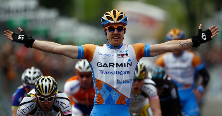 Finalesejr. Tyler Farrar slog rivalen Mark Cavendish i den afsluttende sprint af Vuelta a Espana. Arkivfoto. 