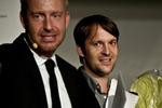 Noma vandt to ud af aftenens tre store priser, da Årets Gericke blev uddelt søndag aften. Her ses aftenens konferencier Adam Price og chefkok Rene Redzepi fra Noma. 