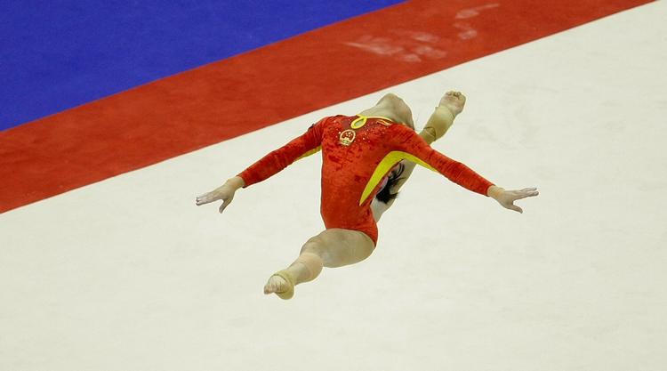 yndefuldt. Sui Lu på gulvet under VM i gymnastik i London sidste år. Arkivfoto. 