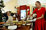 I grønthandleren Grønsagen på Christiania er der økologisk lasagne og en meget varieret salatbuffet hver dag fra klokken 12. 